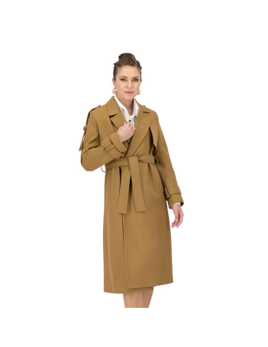 Abrigo de lana cruzado para mujer