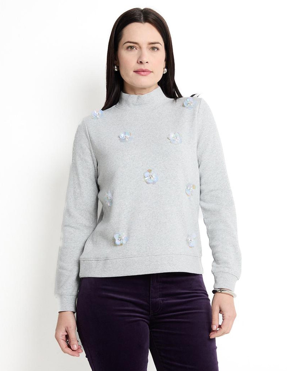 Playera manga larga cuello redondo para mujer