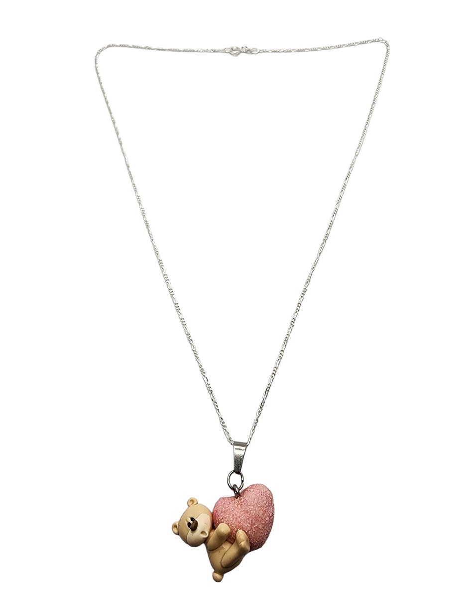Collar de oso Animalitos Corazón de plata P 925