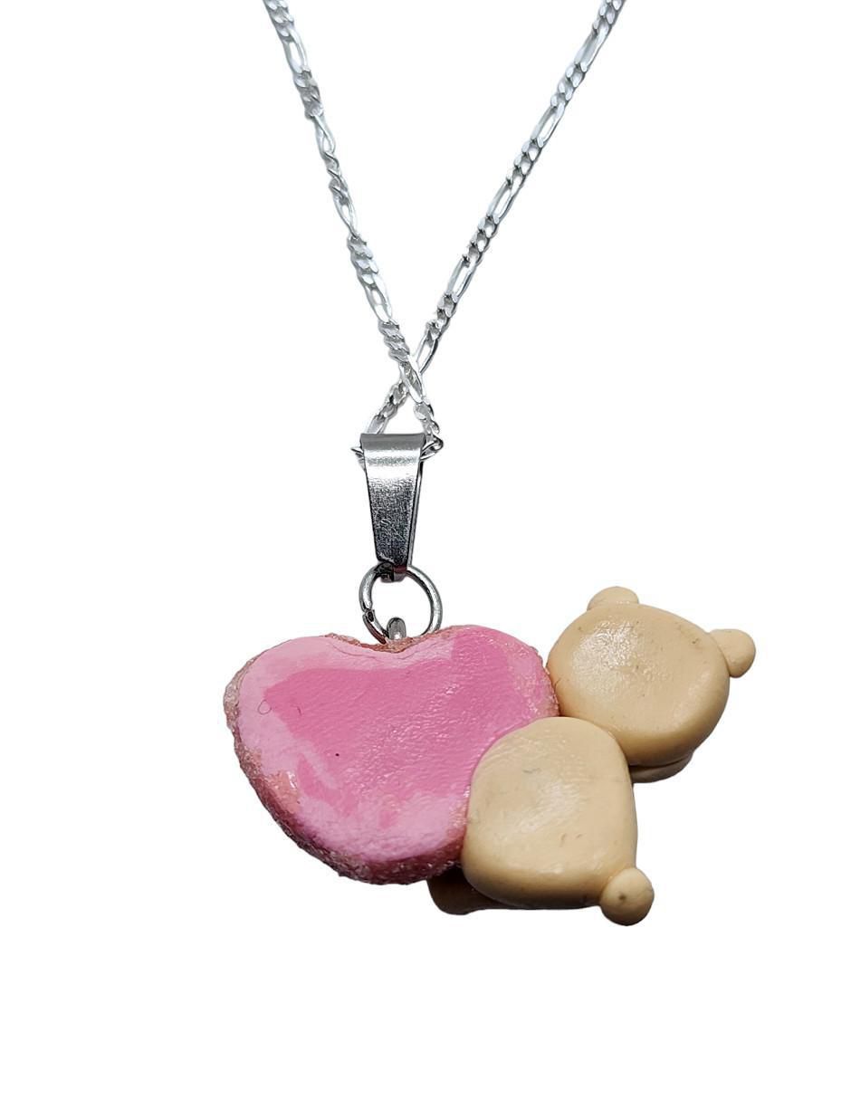 Collar de oso Animalitos Corazón de plata P 925
