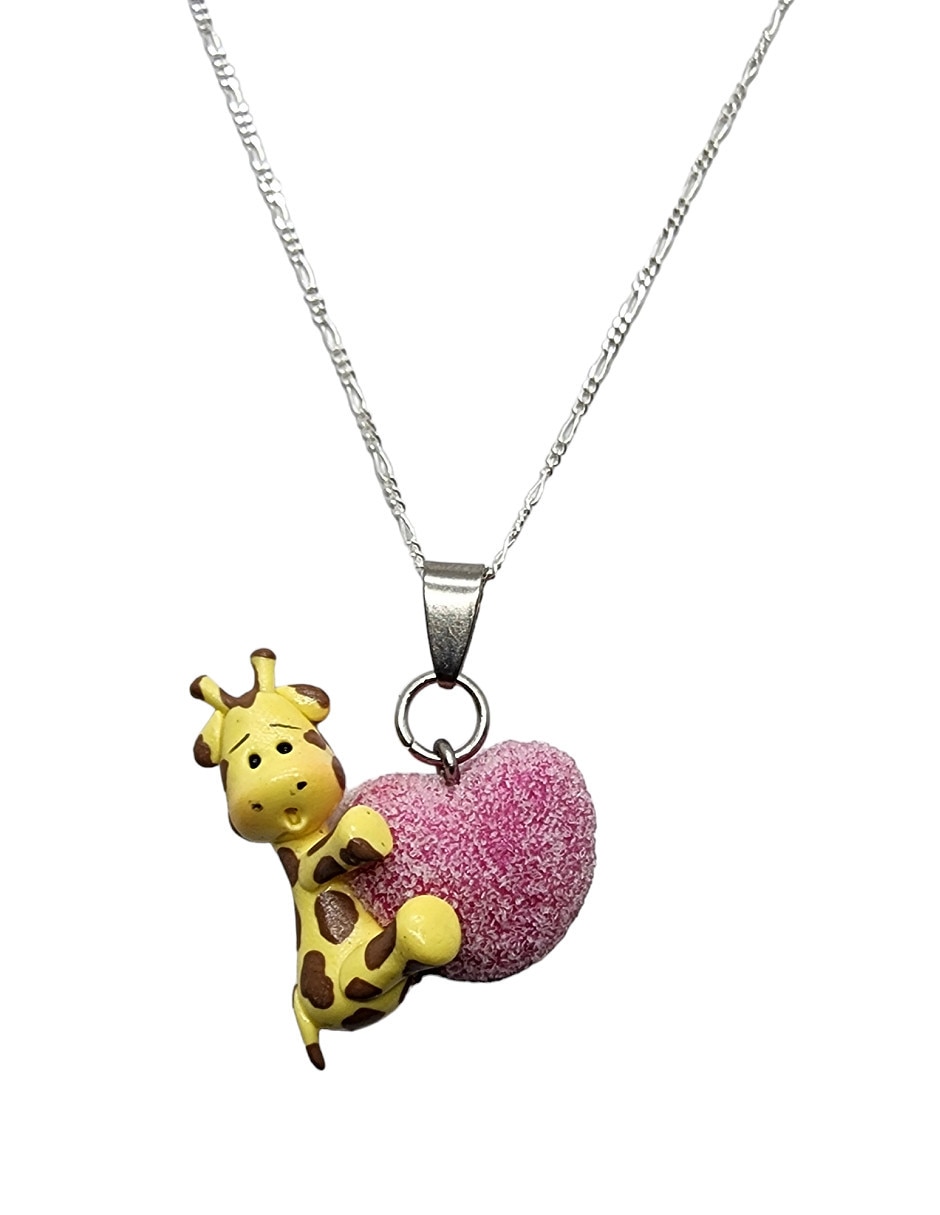 Collar de jirafa Animalitos Corazón de plata P 925