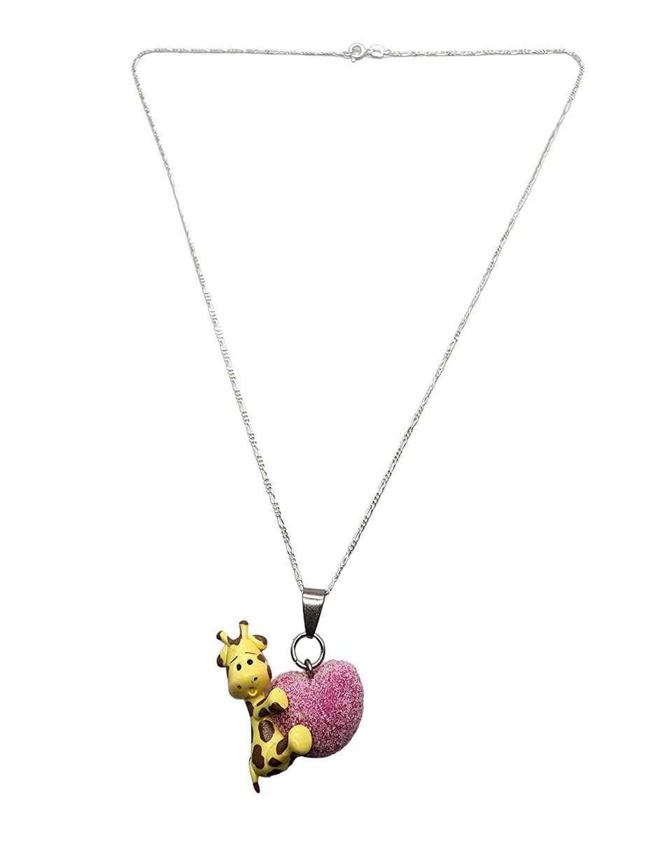 Collar de jirafa Animalitos Corazón de plata P 925