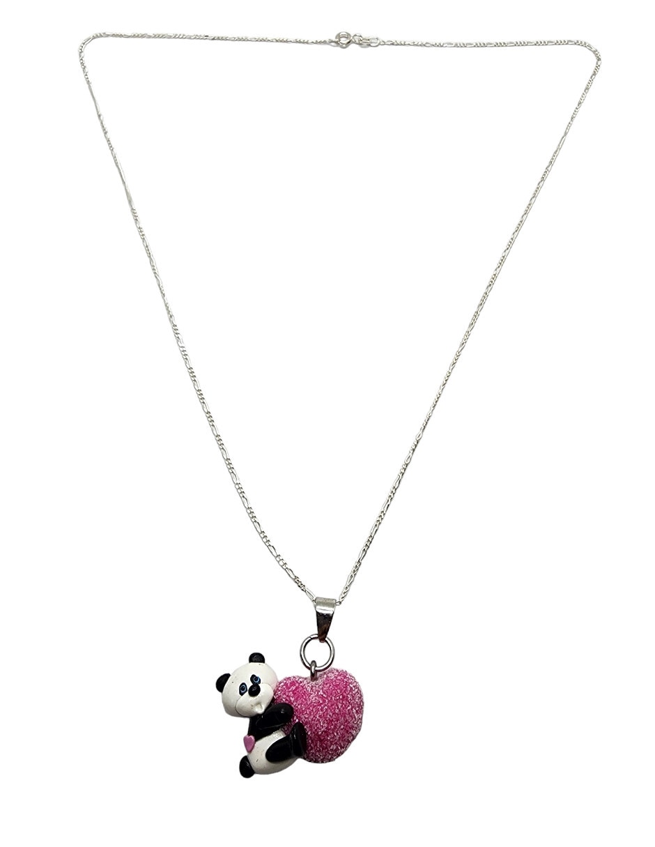 Collar de oso Animalitos Corazón de plata P 925
