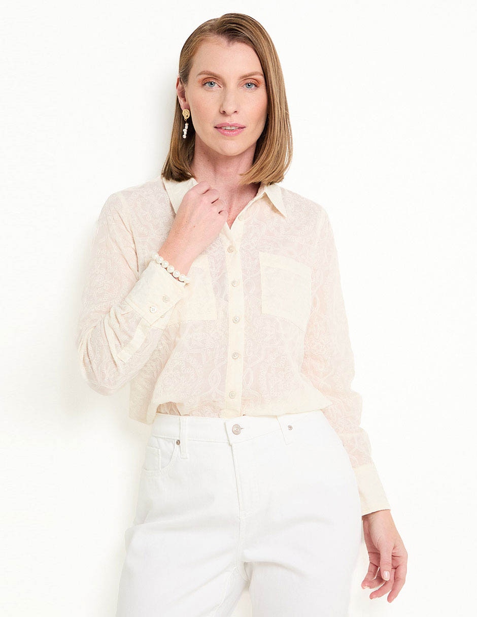Blusa camisera manga larga para mujer 1