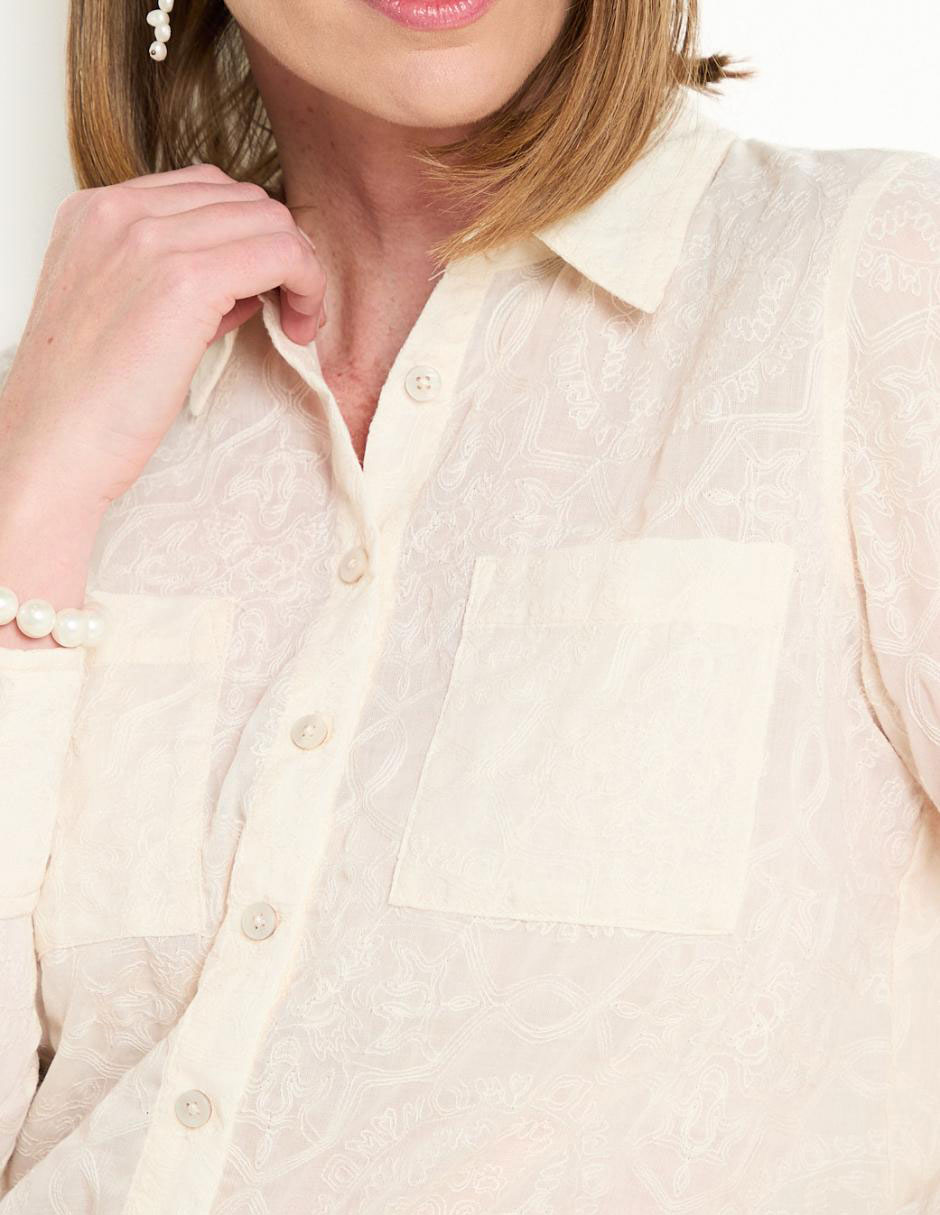 Blusa camisera manga larga para mujer 8