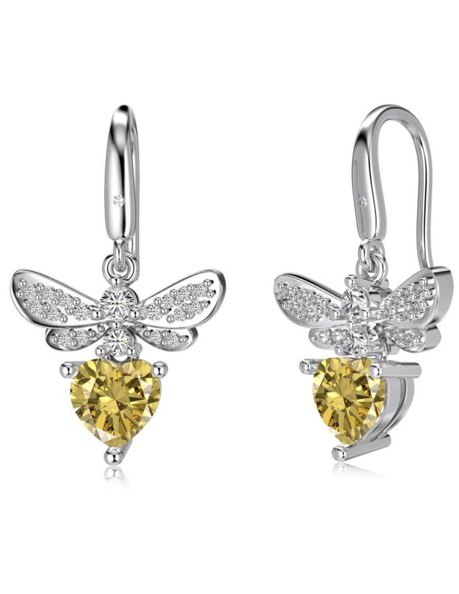 Aretes de abeja de plata P 925 con acabado baño de rodio