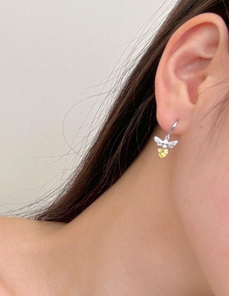 Aretes de abeja de plata P 925 con acabado baño de rodio 6