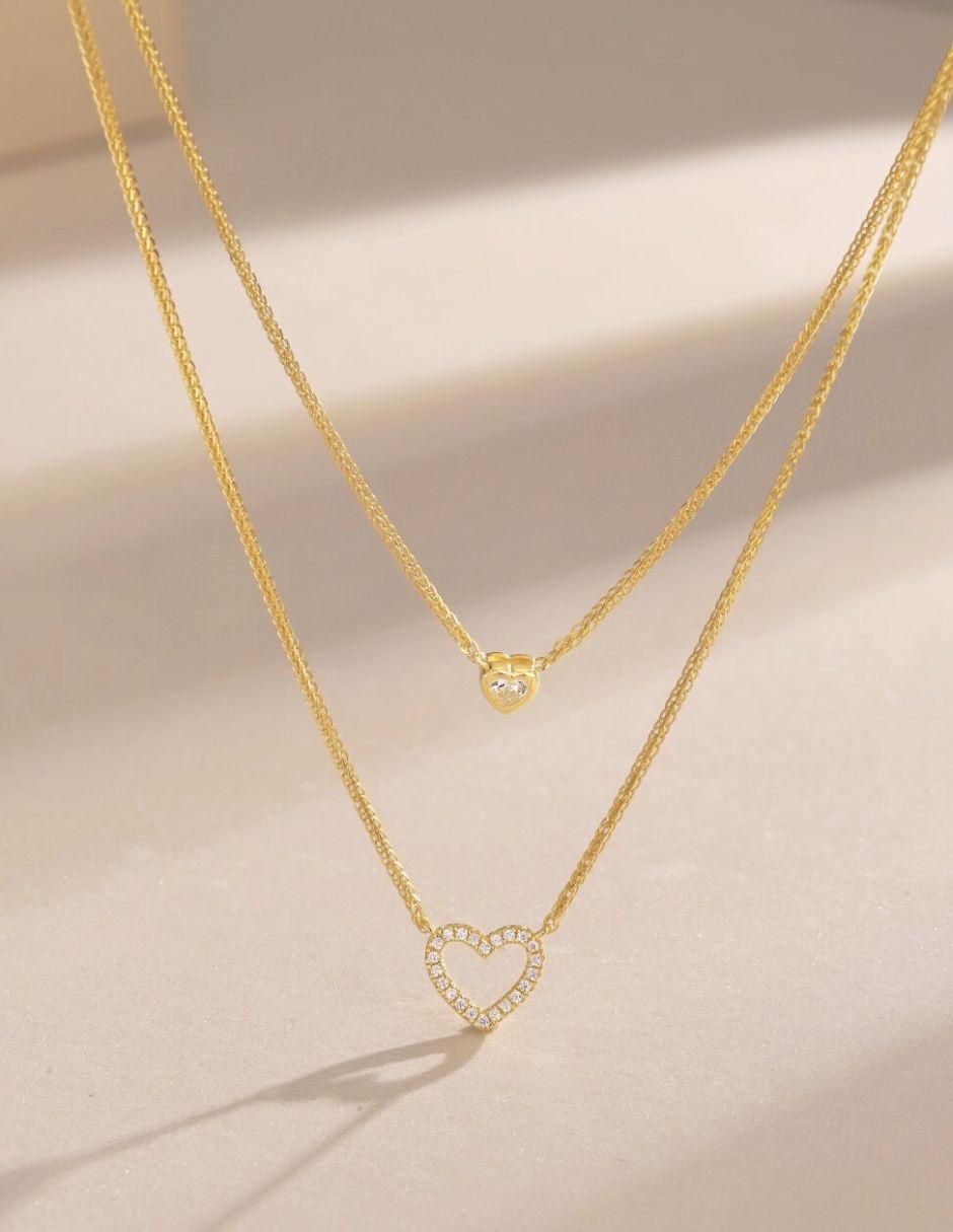 Collar corazón Rosse de plata P 925 con acabado baño de oro 3