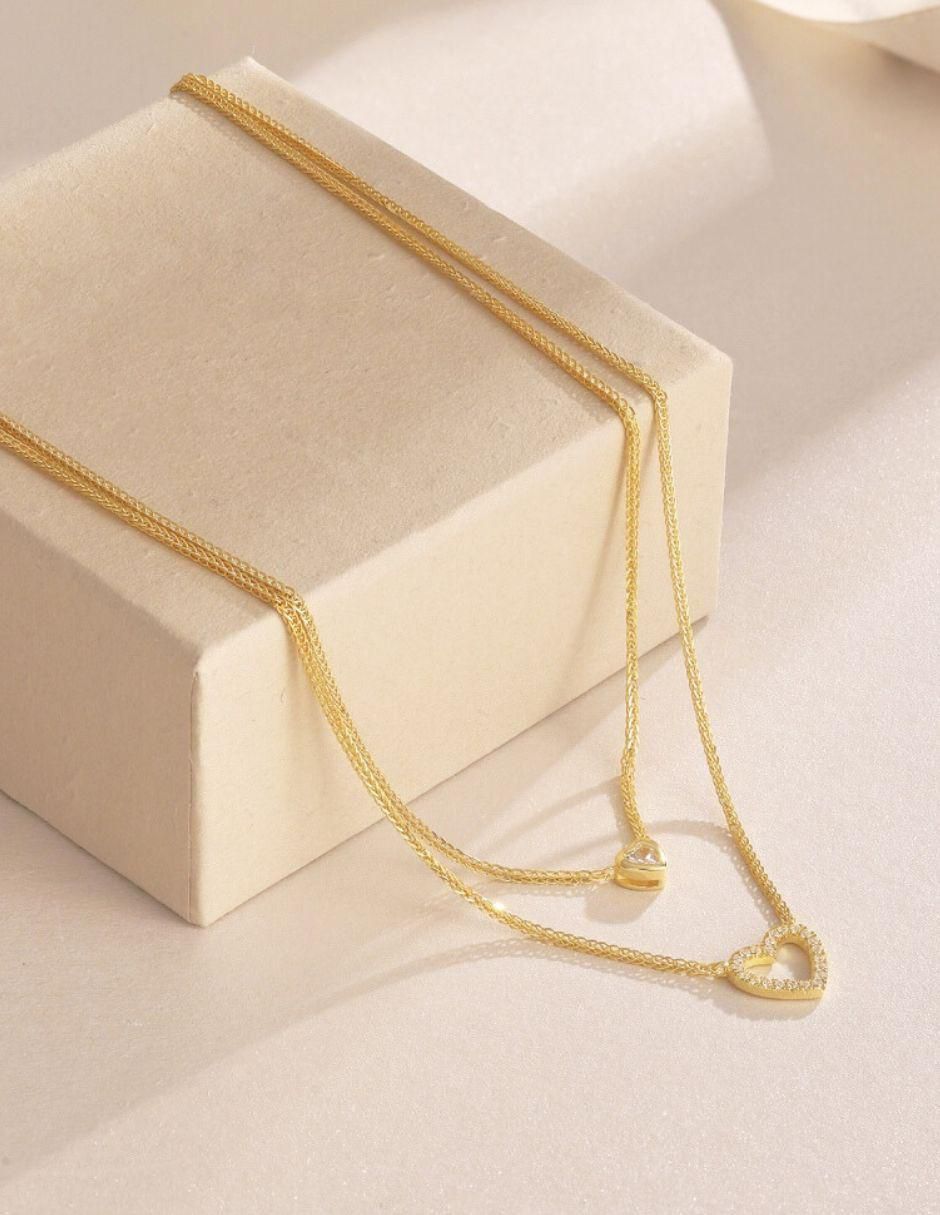 Collar corazón Rosse de plata P 925 con acabado baño de oro 4
