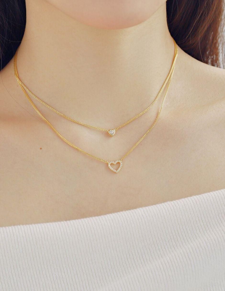 Collar corazón Rosse de plata P 925 con acabado baño de oro 5