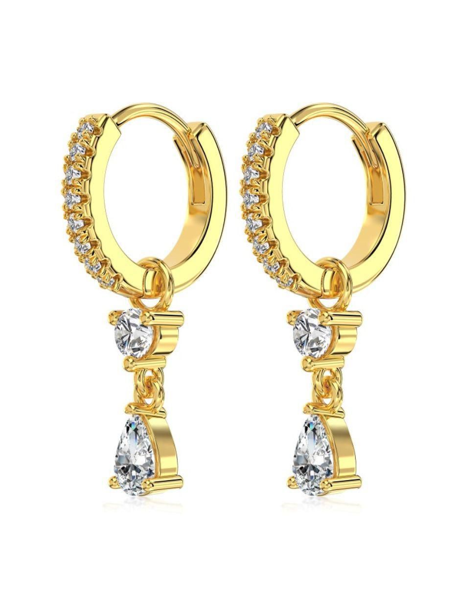 Aretes de gota de plata P 925 con acabado baño de oro zirconia 5