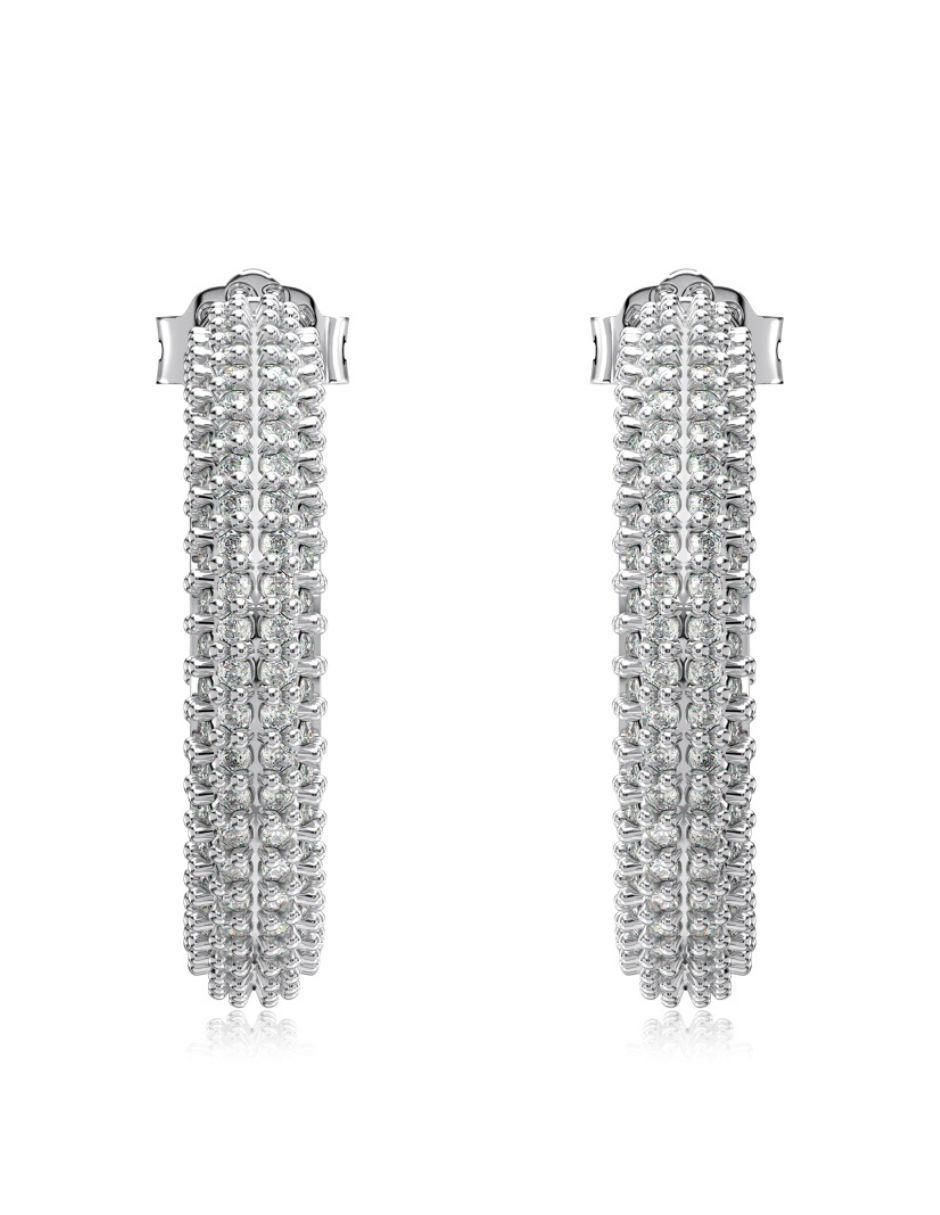 Aretes de aro de plata P 925 con acabado baño de rodio 3