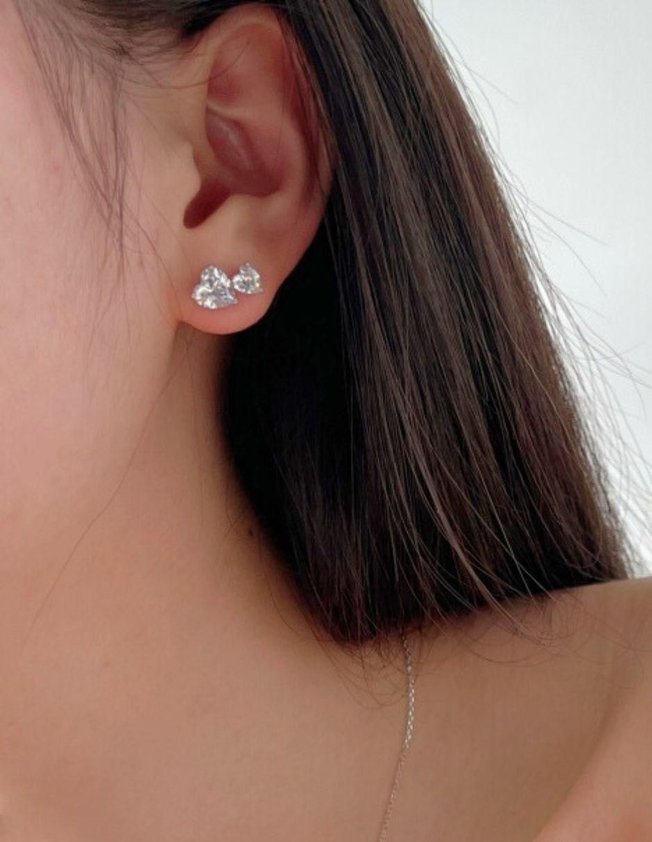 Broqueles de corazón de plata P 925 con acabado baño de rodio 5