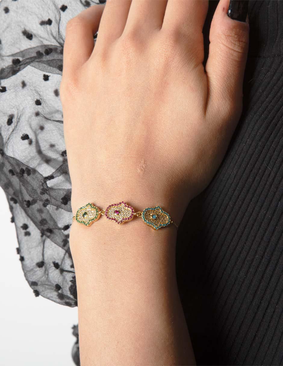 Pulsera con zirconia Lulu acabado baño de oro 14 K 5