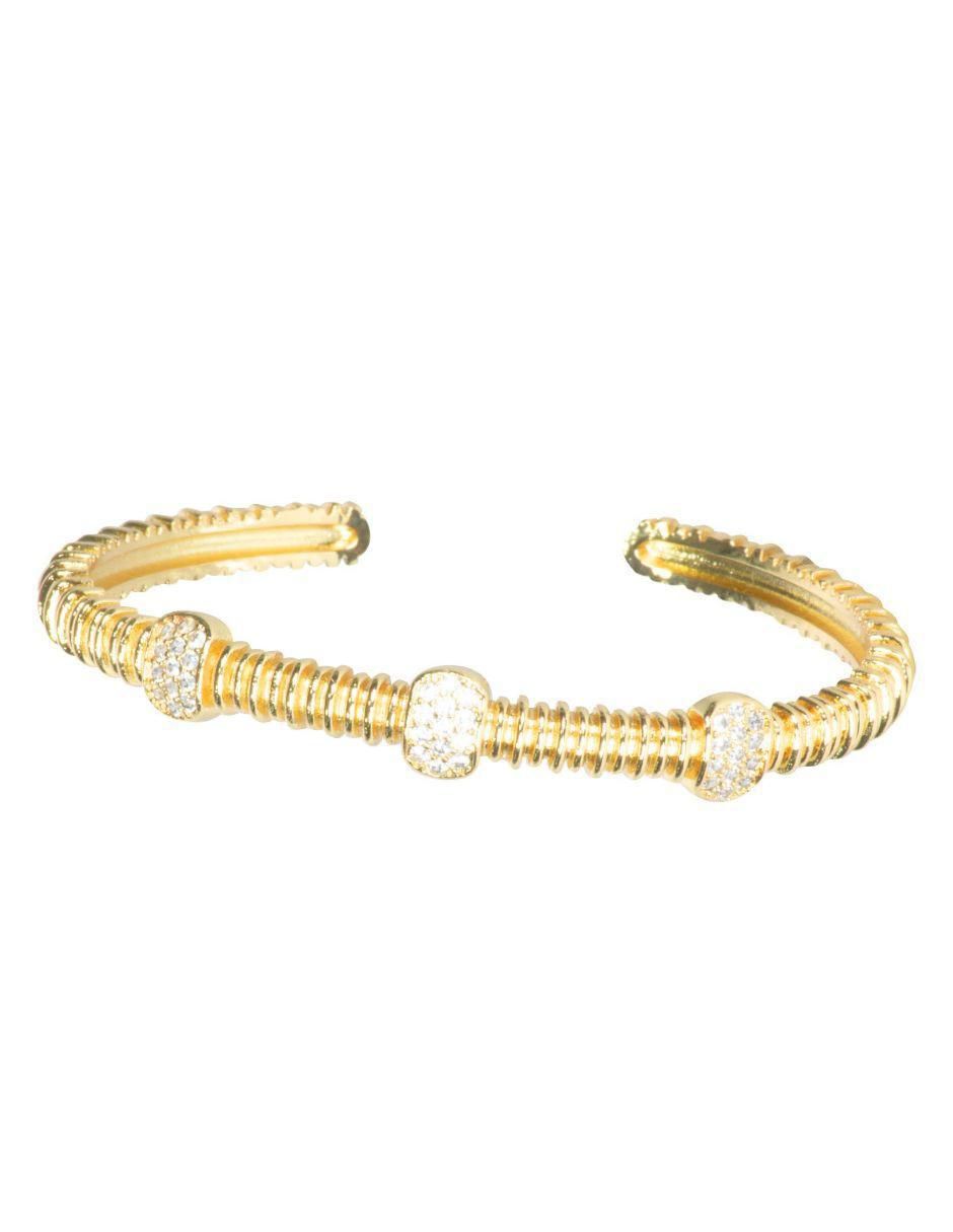 Brazalete con zirconia 14 k Emmie con acabado baño de oro