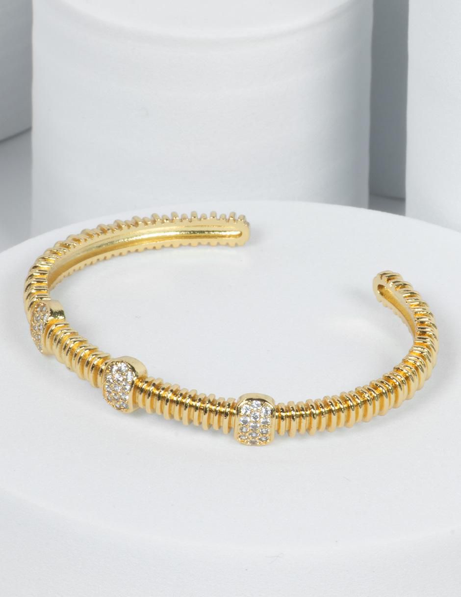 Brazalete con zirconia 14 k Emmie con acabado baño de oro 5