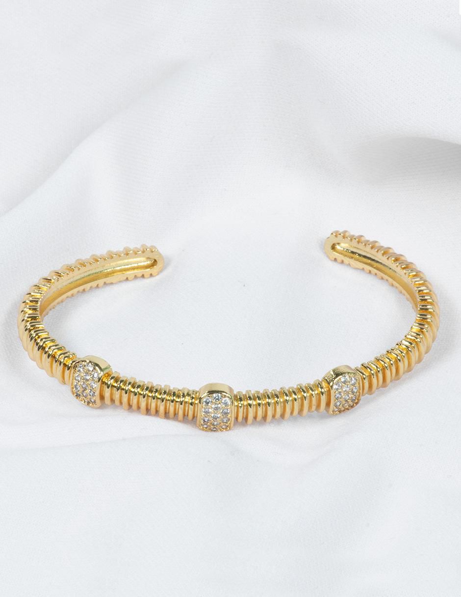 Brazalete con zirconia 14 k Emmie con acabado baño de oro 4