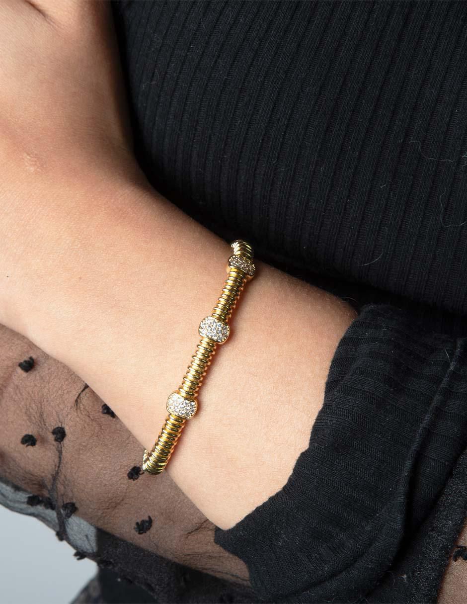 Brazalete con zirconia 14 k Emmie con acabado baño de oro 3