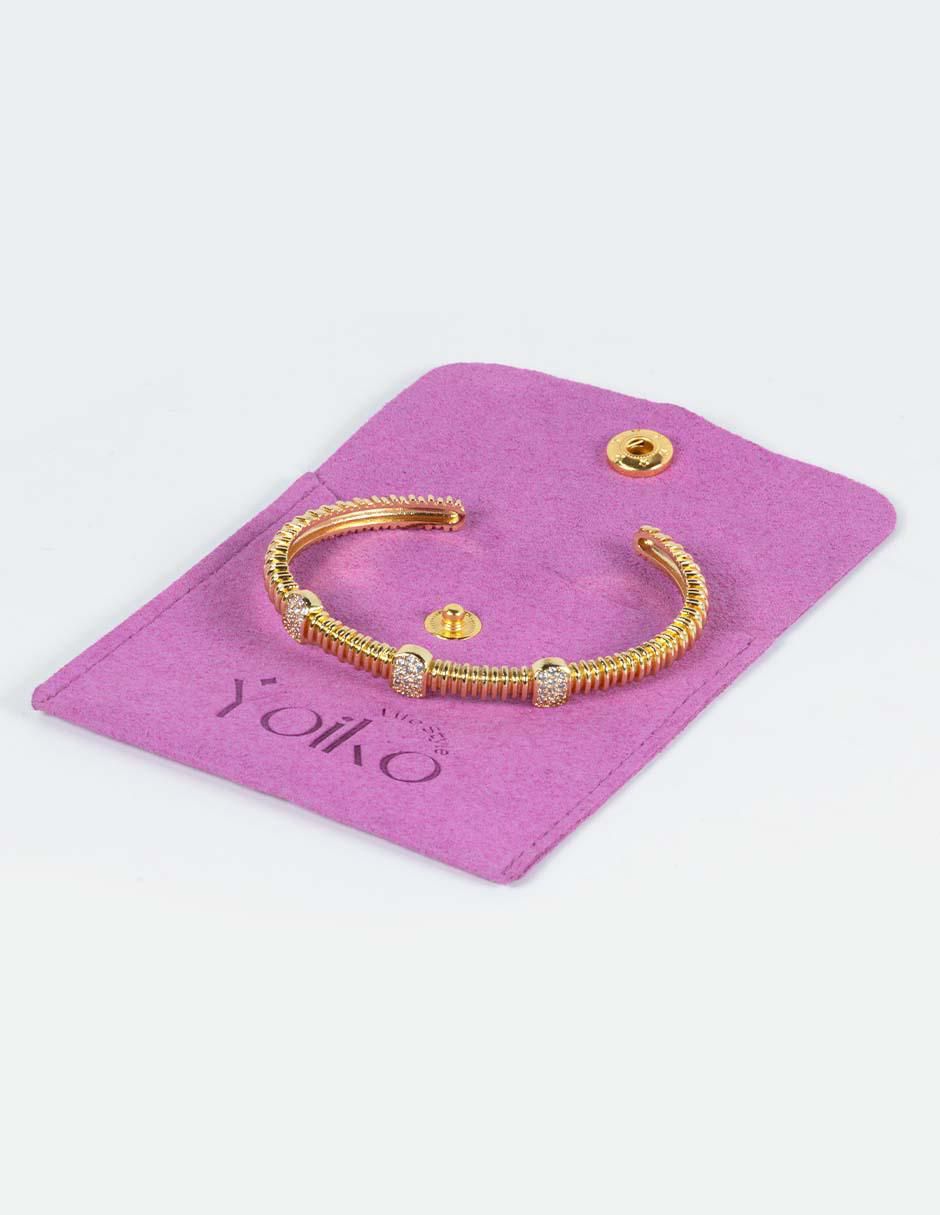 Brazalete con zirconia 14 k Emmie con acabado baño de oro 2