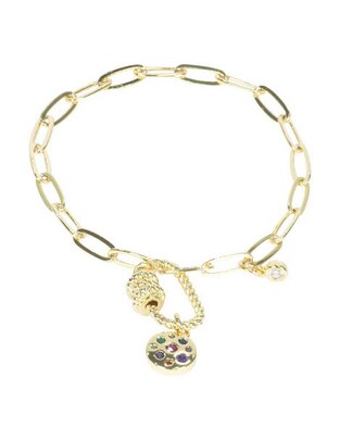 Pulsera con zirconia Iris acabado baño de oro 14 K