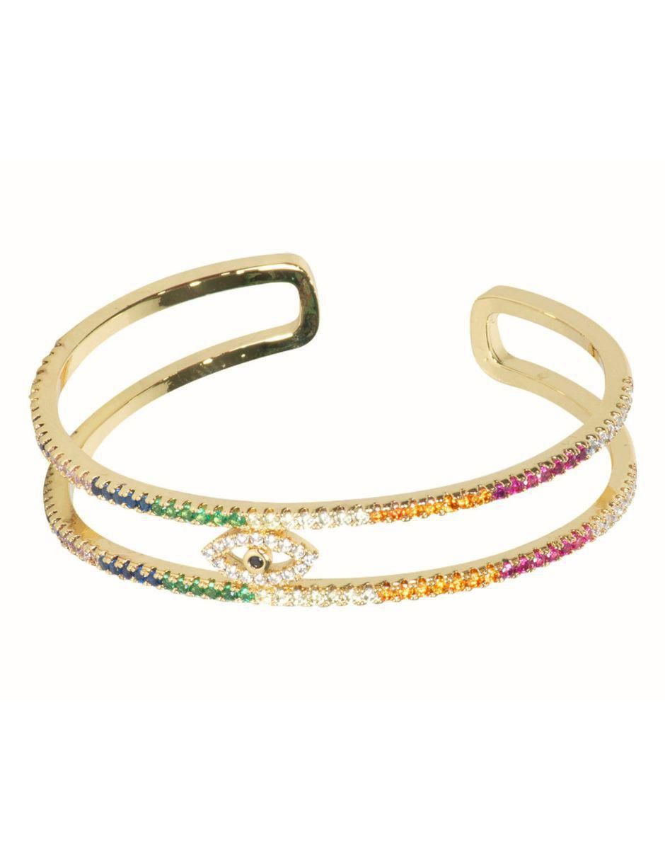 Brazalete con zirconia Mena acabado baño de oro 14 K Brazalete con zirconia Mena acabado baño de oro 14 K