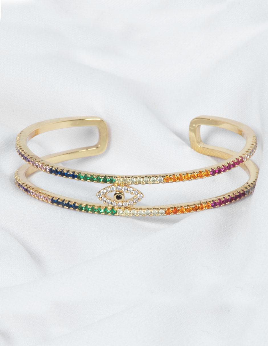 Brazalete con zirconia Mena acabado baño de oro 14 K 2