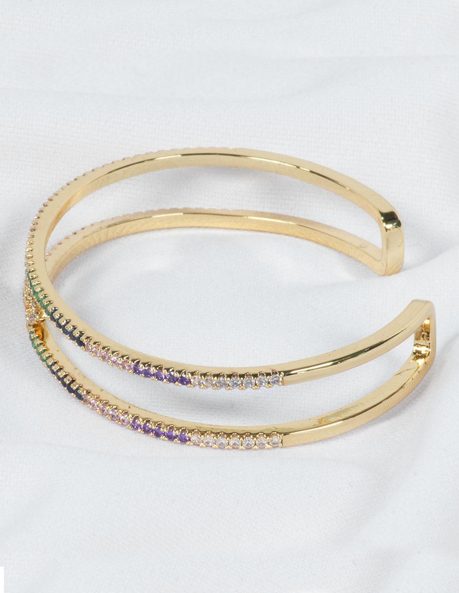 Brazalete con zirconia Mena acabado baño de oro 14 K 3