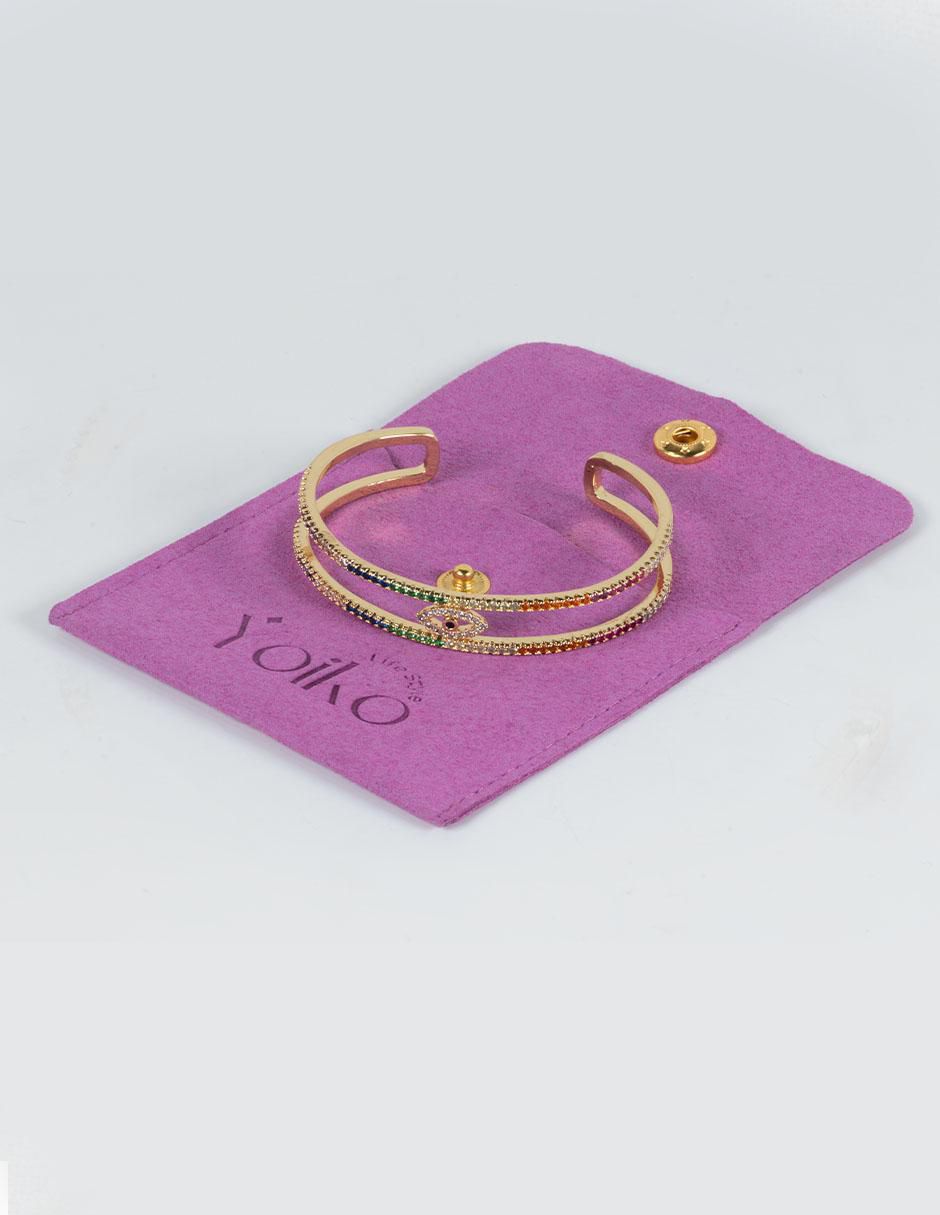 Brazalete con zirconia Mena acabado baño de oro 14 K 5