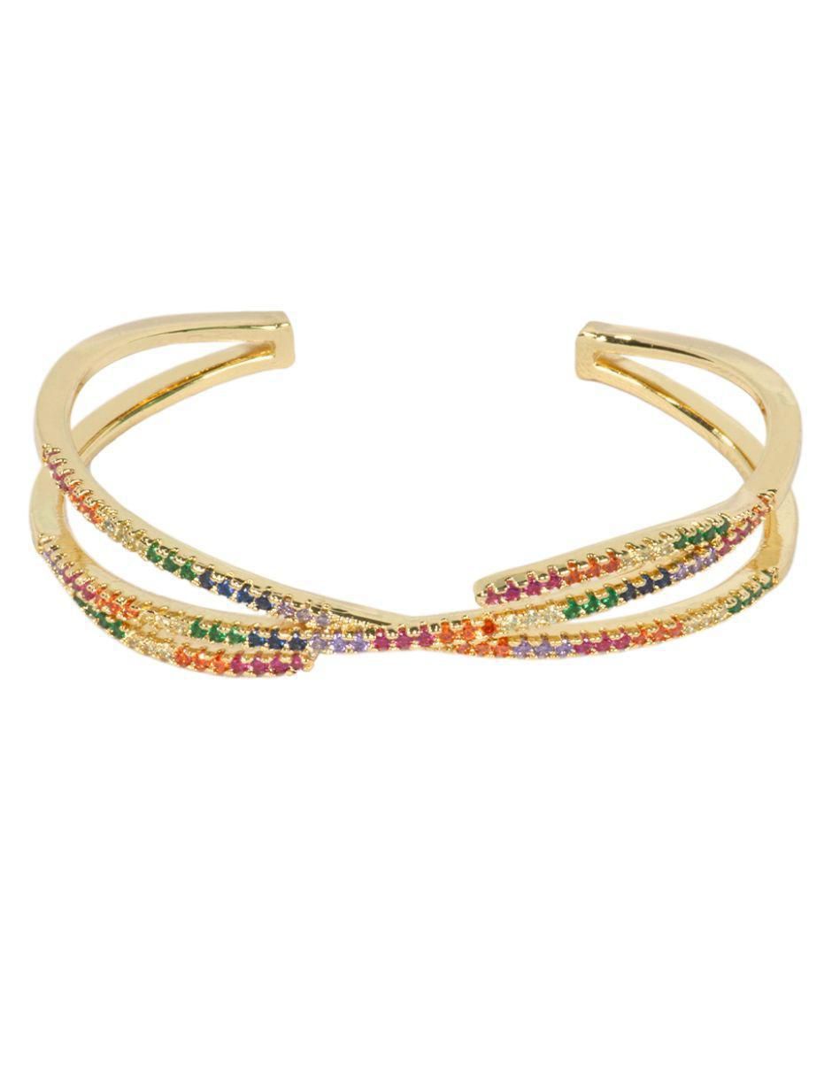 Brazalete con zirconia Tere acabado baño de oro 14 K