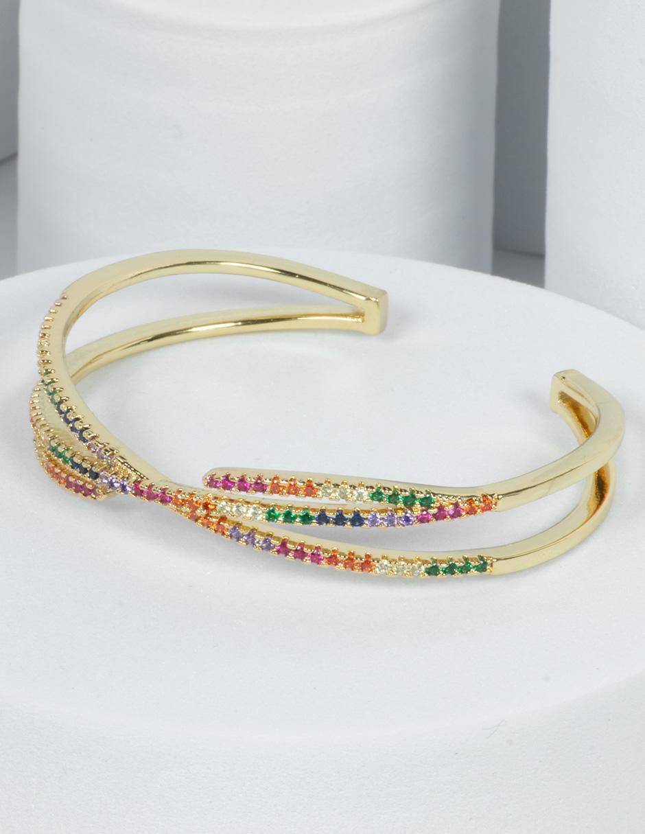 Brazalete con zirconia Tere acabado baño de oro 14 K 2