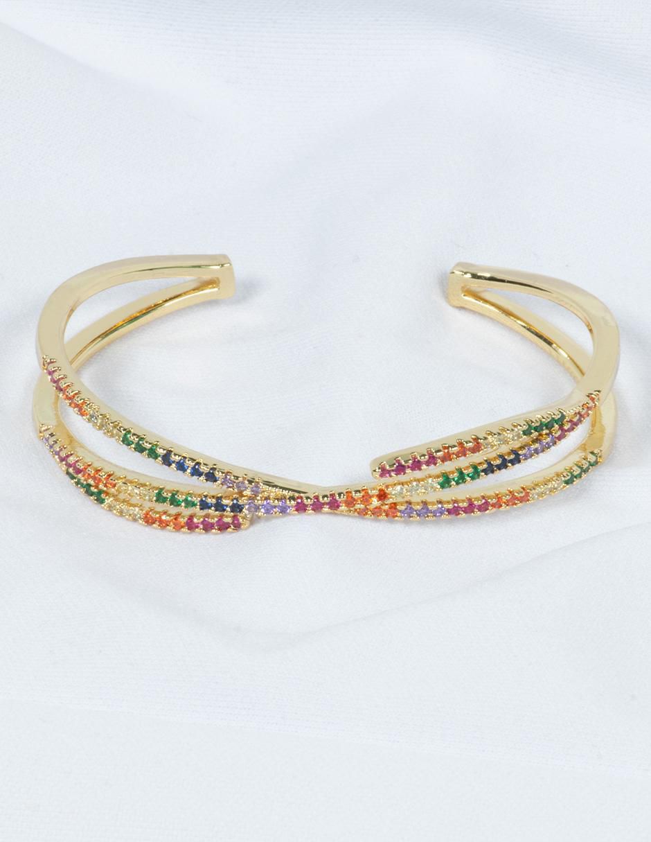 Brazalete con zirconia Tere acabado baño de oro 14 K 3
