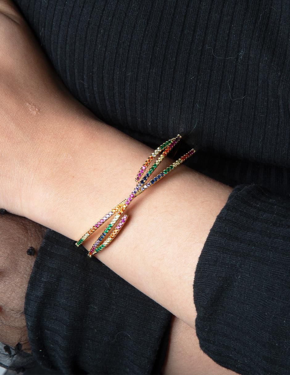 Brazalete con zirconia Tere acabado baño de oro 14 K 4