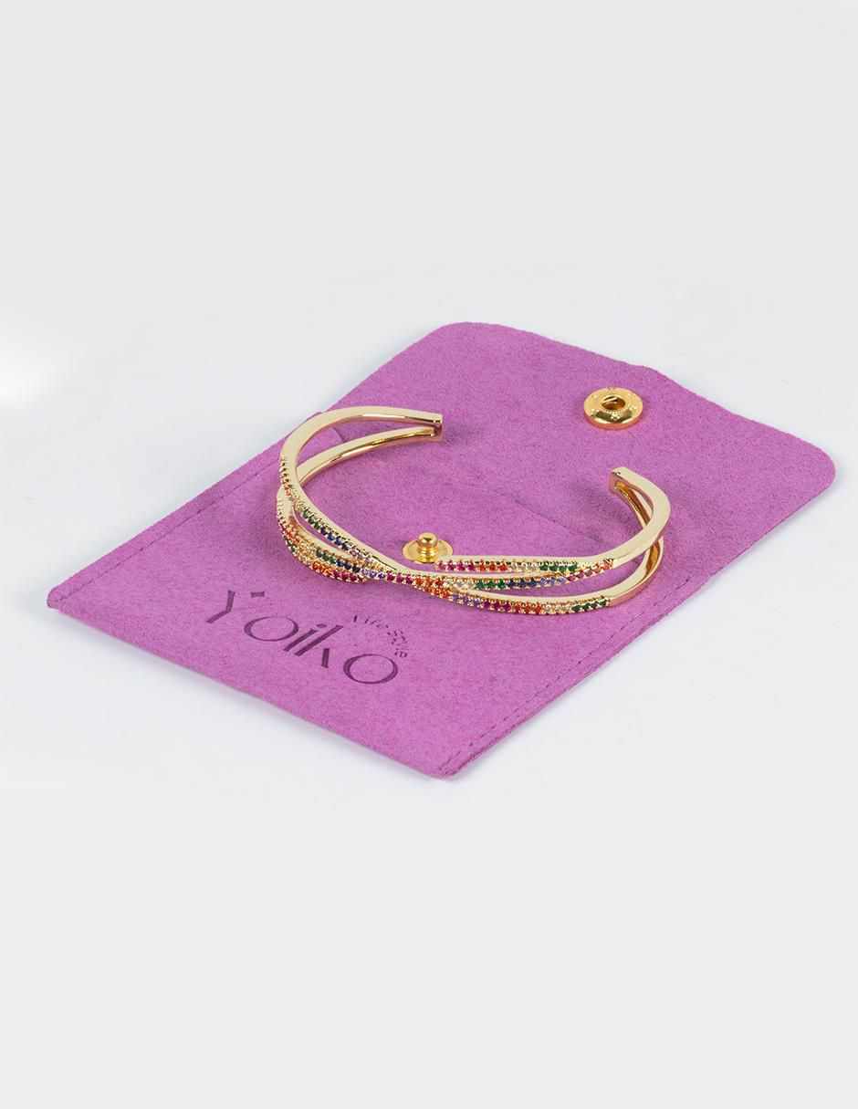 Brazalete con zirconia Tere acabado baño de oro 14 K 5