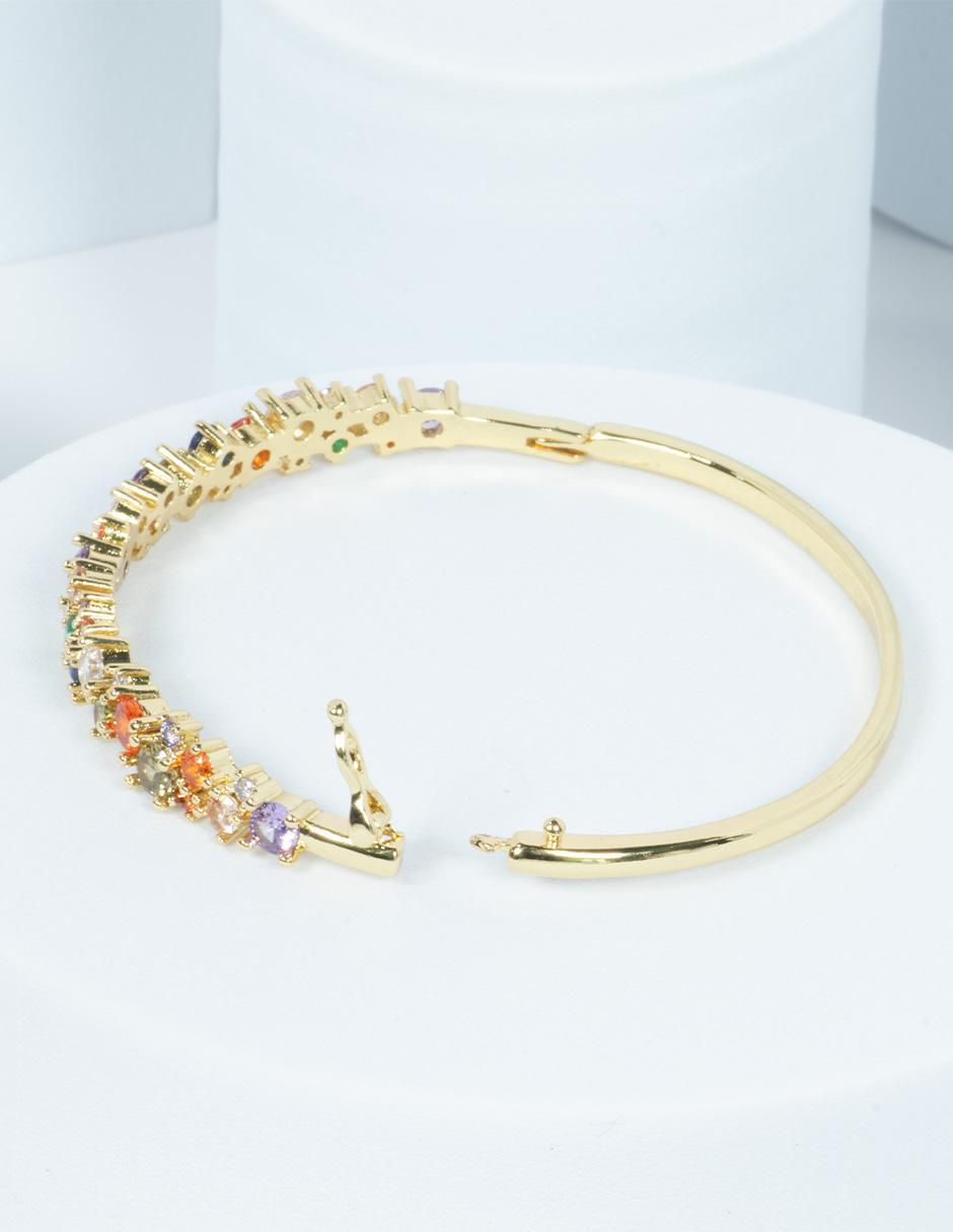 Brazalete con zirconia Emma acabado baño de oro 2