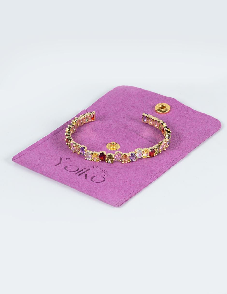 Brazalete con zirconia Emma acabado baño de oro 6