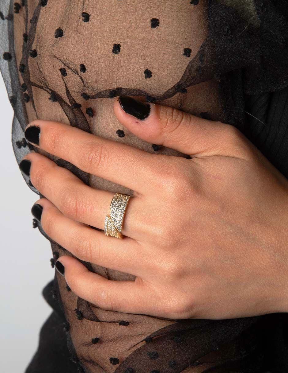 Anillo Daniela 14 k zirconia baño de oro 3
