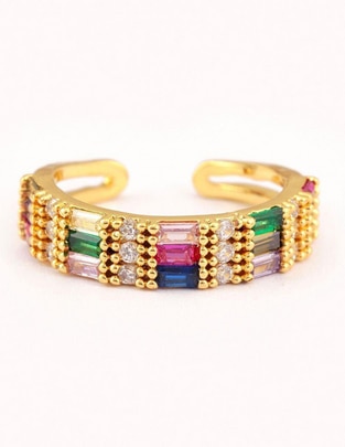 Anillo Prism 14 k zirconia baño de oro