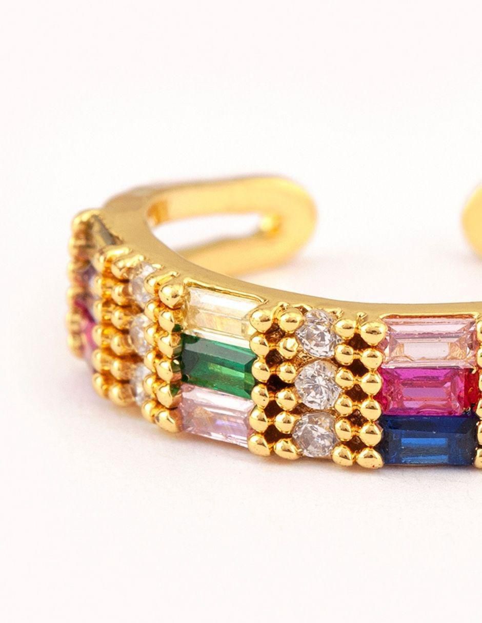 Anillo Prism 14 k zirconia baño de oro