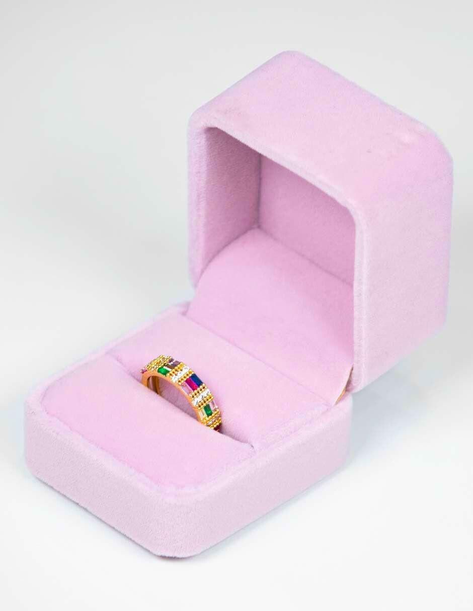 Anillo Prism 14 k zirconia baño de oro