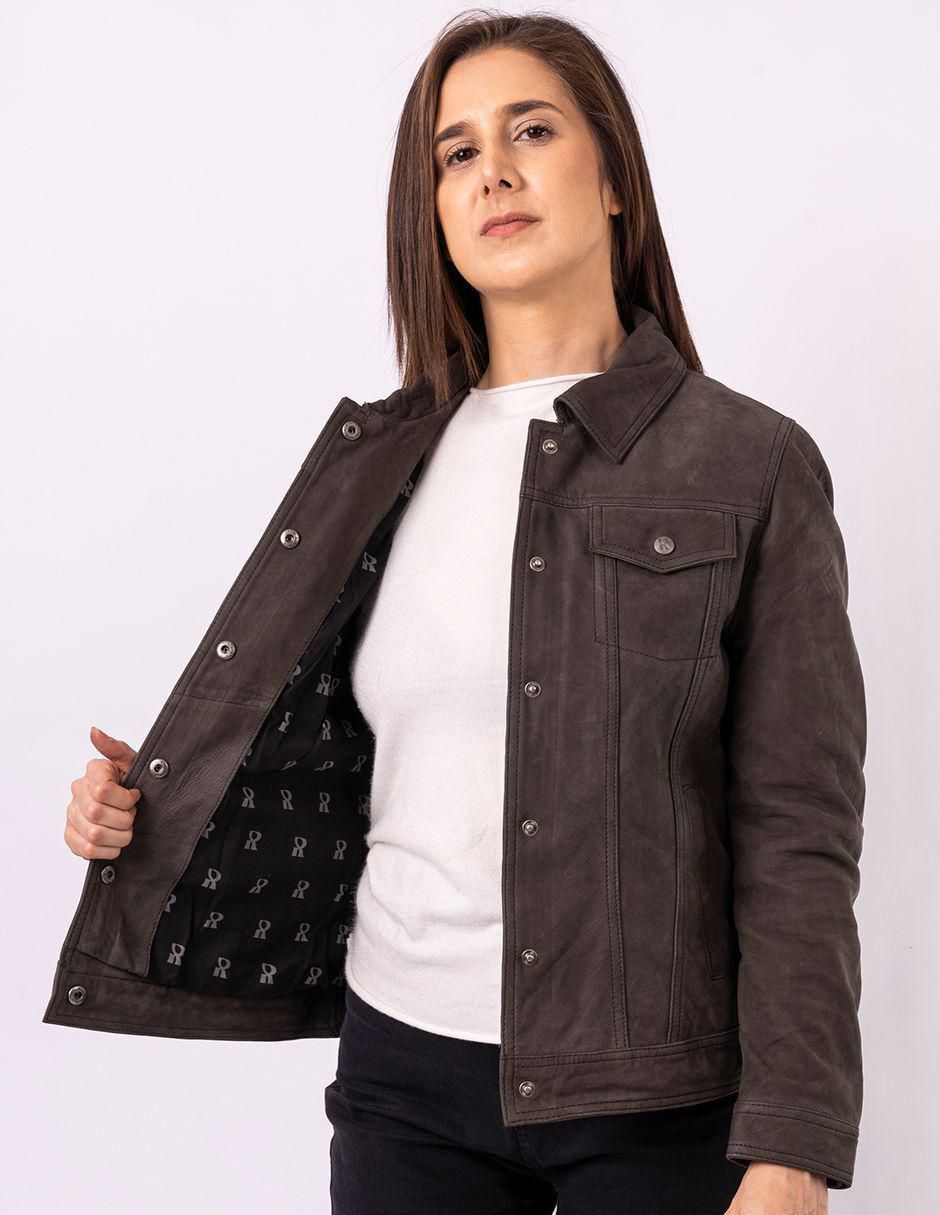 Chamarra impermeable de piel para mujer