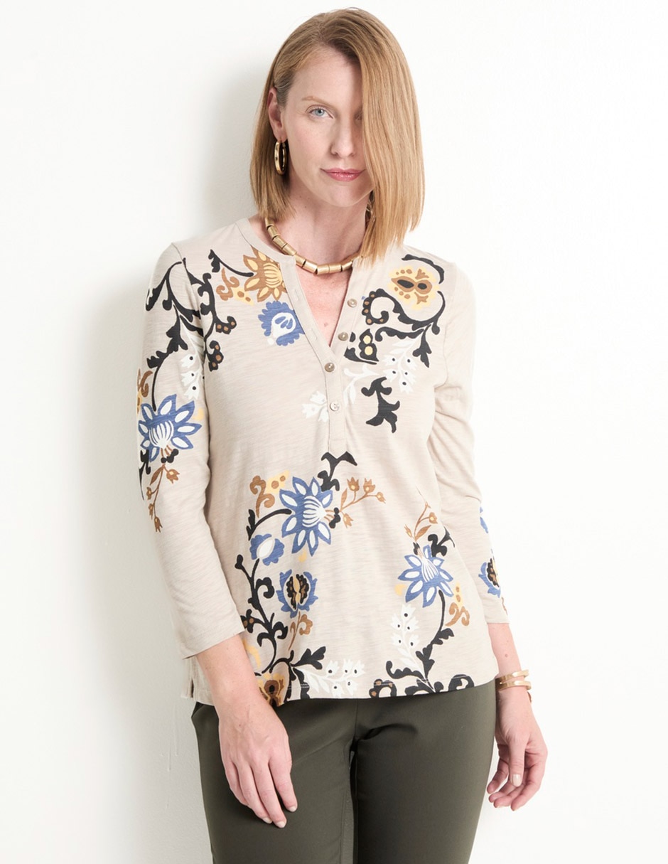 Blusa Chico's manga 3/4 para mujer