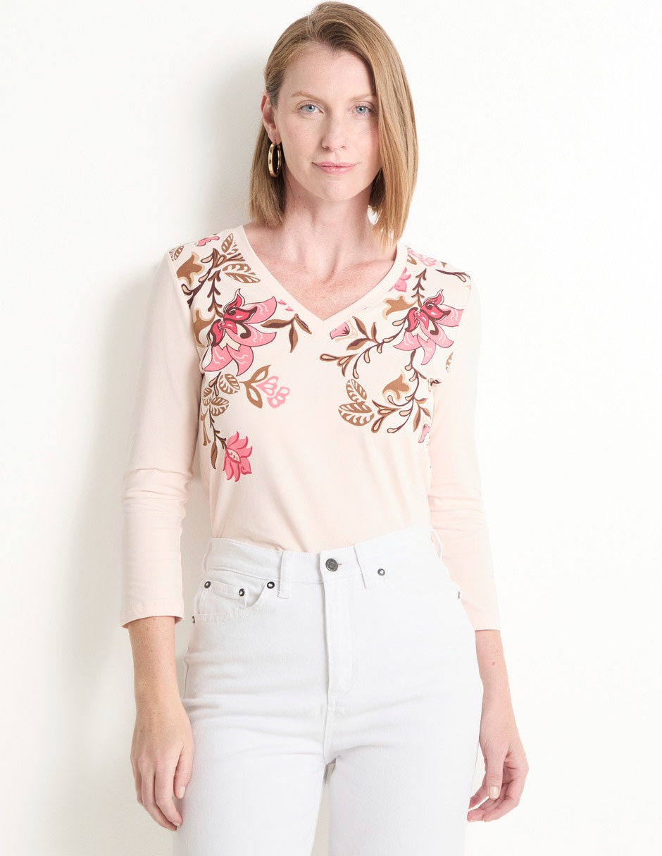 Blusa Chico's manga 3/4 para mujer