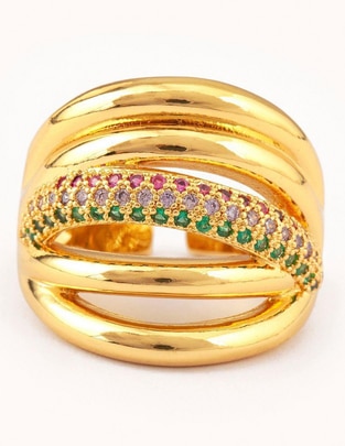 Anillo Oasis 14 k zirconia baño de oro Anillo Oasis 14 k zirconia baño de oro