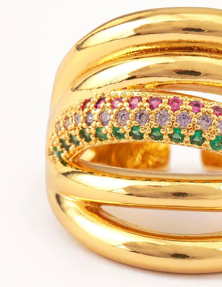 Anillo Oasis 14 k zirconia baño de oro 4