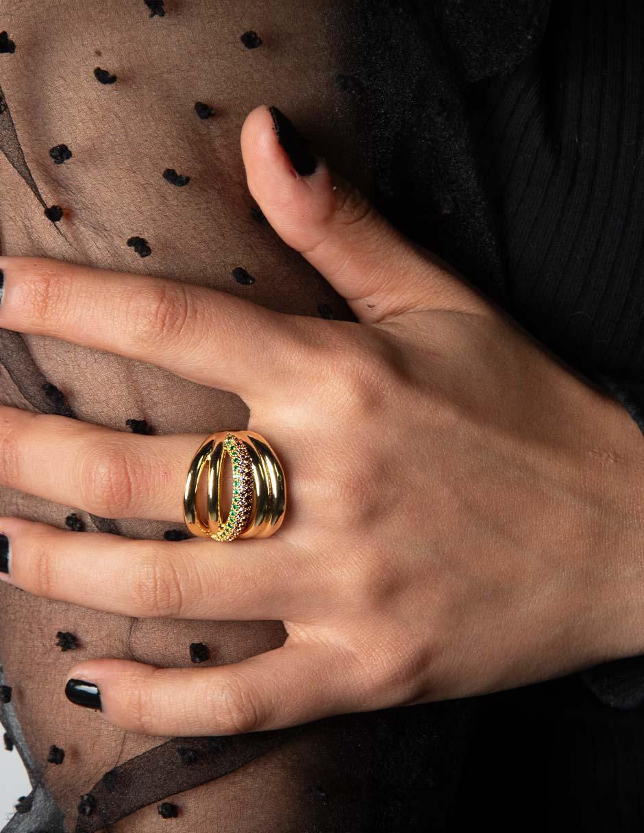 Anillo Oasis 14 k zirconia baño de oro 3