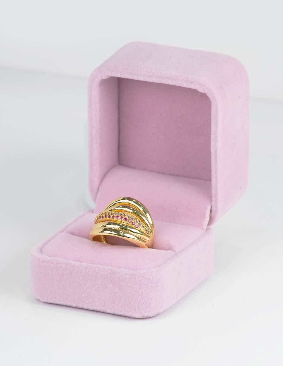 Anillo Oasis 14 k zirconia baño de oro 2