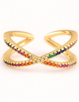 Anillo Destello 14 k zirconia baño de oro Anillo Destello 14 k zirconia baño de oro