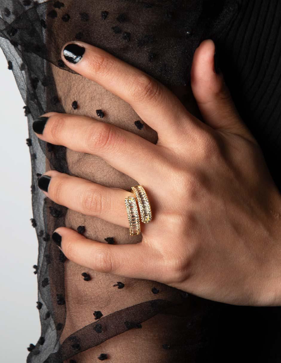 Anillo Infinity 14 k zirconia baño de oro 4