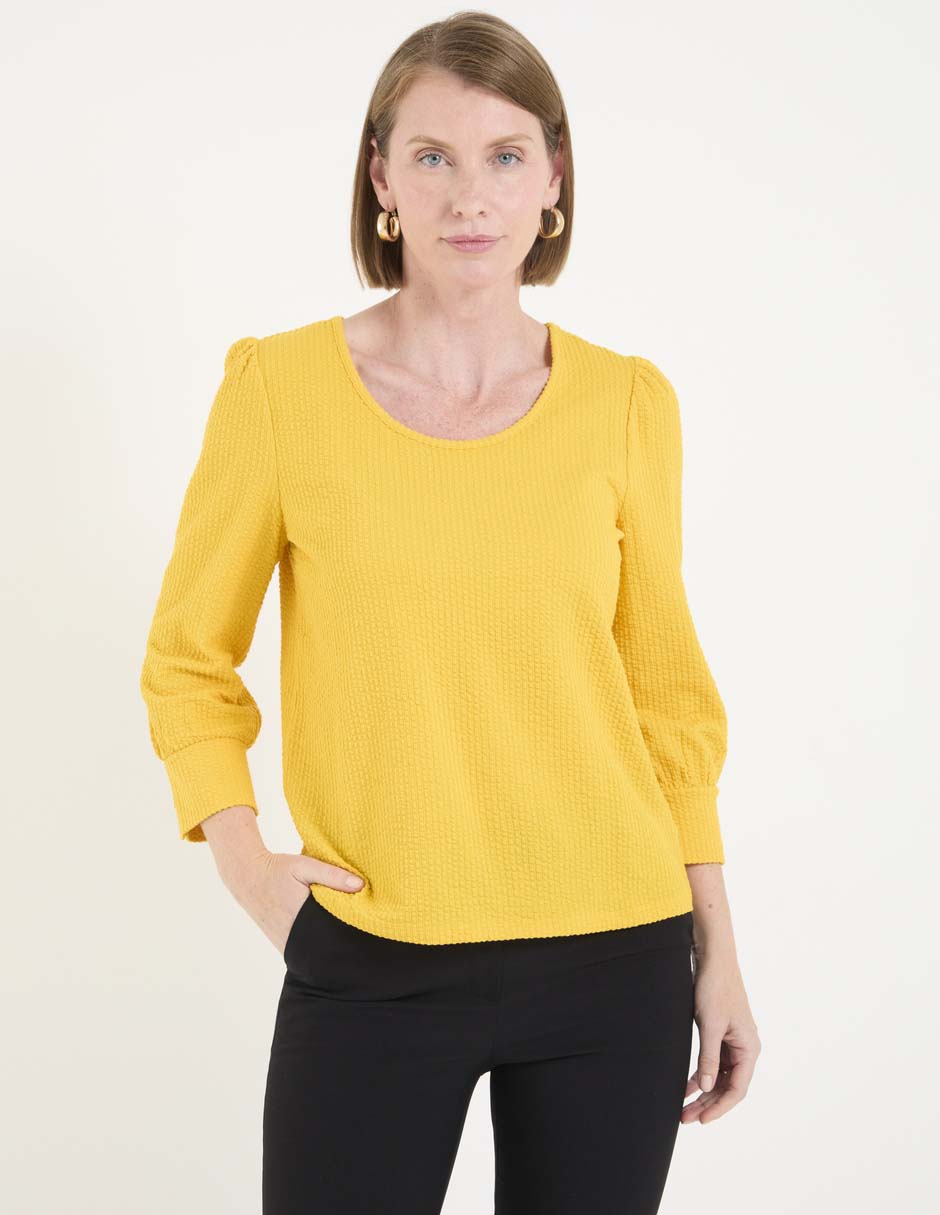 Playera manga 3/4 cuello redondo para mujer Playera manga 3/4 cuello redondo para mujer