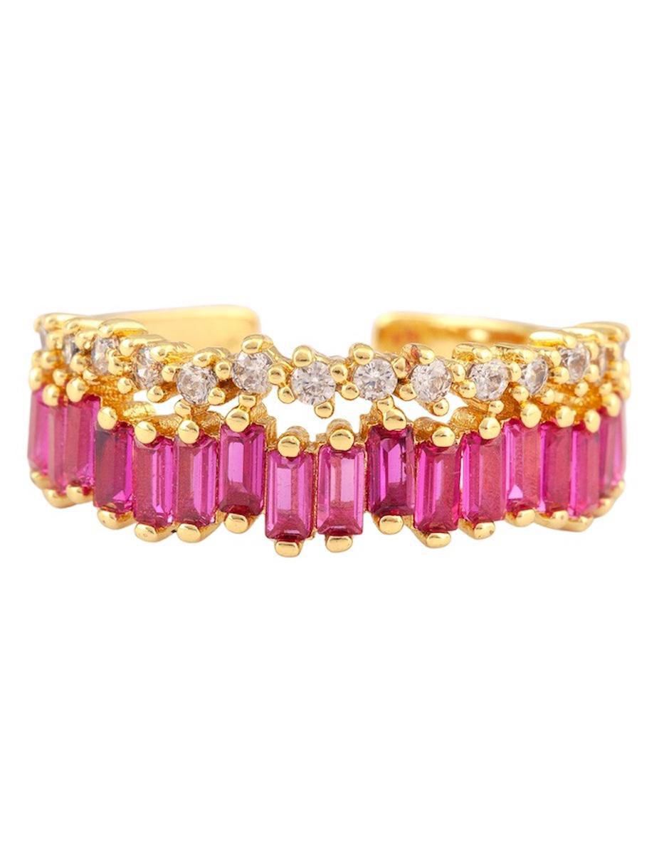 Anillo Luz 14 k zirconia baño de oro